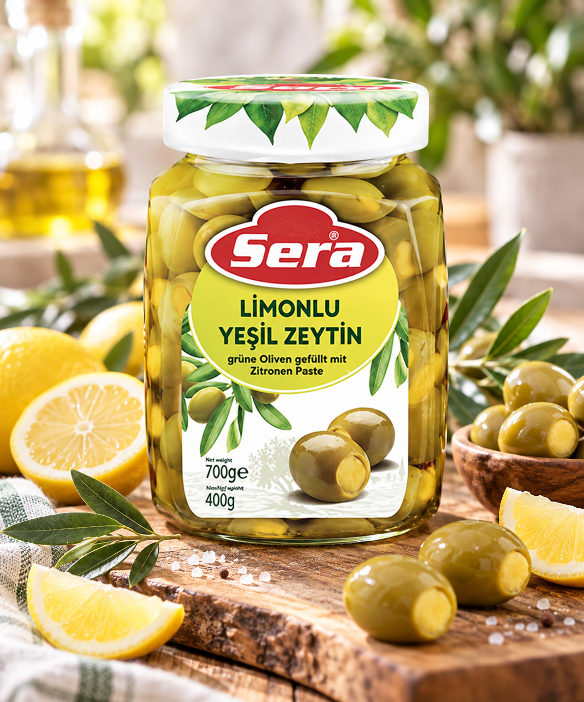 Зелени маслини с лимон "Sera" - 700 гр.