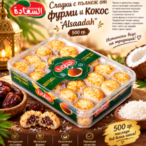 Сладки с пълнеж от фурми и кокос "Alsaadah"- 500 гр.